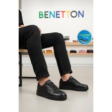 United Colors Of Benetton Siyah Bağcıklı Cilt Memory Foam Erkek Spor Ayakkabı BNI-12083 M