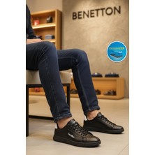 United Colors Of Benetton Siyah Bağcıklı Cilt Memory Foam Erkek Spor Ayakkabı BNI-12087 M