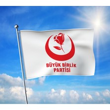 Punto Dizayn Beyaz Büyük Birlik Partisi Bayrağı Premium Raşel Kumaş 70x105 cm