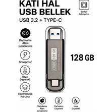 Atl Atlantis 128 GB Katı Hal USB Bellek USB 3.2 + Type-C Çift Girişli Taşınabilir Flash Bellek Telefonda Bilgisayara Aktarma Yüksek Hızlı Dayanıklı ve Çok Korumalı SSD Korumalı Darbeye Dayanıklı Anti Manyetik