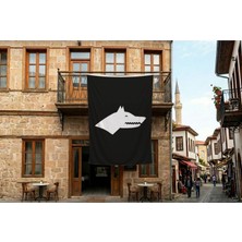 Punto Dizayn Siyah Göktürk Bayrağı 140gr Premium Raşel Kumaş 300x450cm