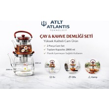 UltraMint 2'li Cam Çay ve Kahve Demliği Seti, Yüksek Kalite, 2200ML ve 600ML