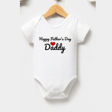 Sun Baby Home %100 Pamuklu Bebek Body - Babalar Günü Bebek Zıbını Happy Father's Day Daddy Baskılı- Bebek Zıbın Badi - Yazılı Zıbın
