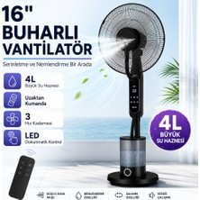 Smayling 16 Inç Buharlı Vantilatör, 4l Su Hazneli Ayaklı Fan, Uzaktan Kumandalı, LED Ekranlı, 3 Hız Kademeli, 3 Modlu, Nemlendirici Özellikli, Salınımlı Sessiz Vantilatör