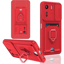 Mudanis Xiaomi Redmi 13C Kılıf Zuma Kartvizitli Yüzüklü Silikon - Kırmızı