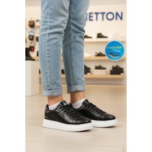 United Colors Of Benetton Siyah Beyaz Bağcıklı Cilt Unisex Spor Ayakkabı BNI-12098 G