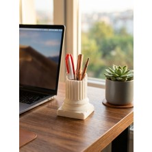Layer Studio Antik Roma Sütunu Şeklinde Beyaz Kalemlik ve Ofis Masaüstü Organizer