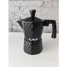 UltraMint Şık Siyah Moka Pot 3 Bardak, 15,3X8,5X16CM