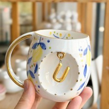 BSK Ceramics Handmade Limon Harfli Kupa Ü Harfi