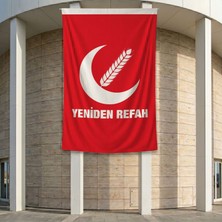 Punto Dizayn Yeniden Refah Partisi Kırmızı Bayrak 140GR Premium Raşel Kumaş 200X300 cm
