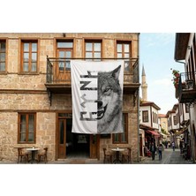 Punto Dizayn Türk Yazılı Bozkurt Bayrağı 140GR Premium Raşel Kumaş 300X450CM