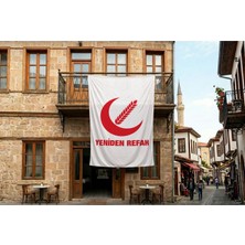 Punto Dizayn Beyaz Yeniden Refah Partisi Bayrağı 140GR Premium Raşel Kumaş 300X450CM