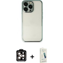 İlk El Grup Pilelistore™ iPhone 14 Pro Max Kılıf Vadi Minimal - Şeffaf Pasifik Cam Ekran Koruyucu + Pvd Metal Kamera Lens - Tu
