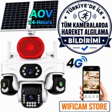 Wificam Tüm Lenslerde Hareket Algılama 4 Kameralı 4g Solar Kamera Aov 7/24 Kayıt
