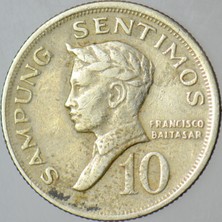 Banknoting Filipinler 10 Sentimos 1968.