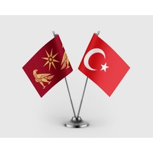 Punto Dizayn Ermenistan Krallığı ve Türk Bayrağı Ikili Saten Masa Bayrağı Takımı