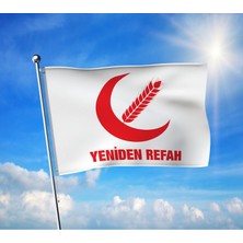 Punto Dizayn Beyaz Yeniden Refah Partisi Bayrağı Premium Raşel Kumaş 70X105 cm