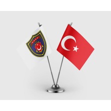 Punto Dizayn Deniz Kuvvetleri Bayrağı ve Türk Bayrağı Ikili Saten Masa Bayrağı Takımı