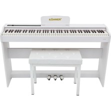 Köhner SLP-225 Wh Dijital Konsol Piyano, Bluetooth, Tuş Hassasiyeti, 88 Tuşlu (Kulaklık ve Tabure)