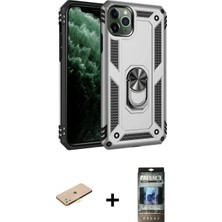 İlk El Grup Pilelistore™ iPhone 11 Pro Kılıf Ahenk Klasik Koleksiyonu - Siyah 34D Hayalet Izgaralı Cam + Renkli Kamera Lens Koruma Cam - Pe
