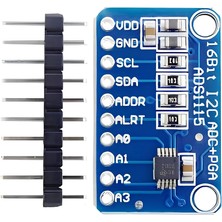 Robomer ADS1115 16 Bit I2C Adc Pga Modül – 4 Kanal Hassas Analog Dijital Dönüştürücü