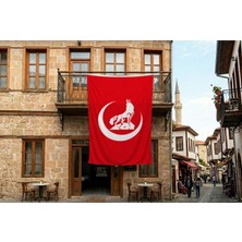 Punto Dizayn Bozkurt Hilal Kırmızı Sancak Bayrak 140gr Premium Raşel Kumaş 300x450cm