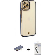İlk El Grup Pilelistore™ iPhone 12 Pro Max Kılıf Çekirdek Klasik Serisi - Şeffaf Uv Polymer Nano Ekran Koruyucu + Renkli Kamera Lens Koruma Cam - Sı