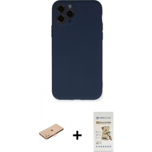 İlk El Grup Pilelistore™ iPhone 11 Pro Kılıf Ahenk Serisi - Siyah Mat Seramik Nano Ekran Koruyucu + Renkli Kamera Lens Koruma Cam - Tu