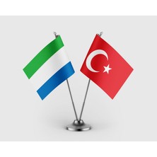 Punto Dizayn Sierra Leone ve Türk Bayrağı Ikili Saten Masa Bayrağı Takımı