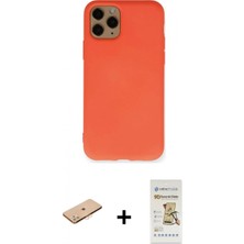 İlk El Grup Pilelistore™ iPhone 11 Pro Kılıf Ahenk Serisi - Siyah Mat Seramik Nano Ekran Koruyucu + Renkli Kamera Lens Koruma Cam - Tu