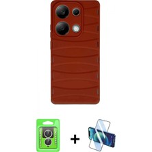 İlk El Grup Pilelistore™ Redmi Note 13 Pro 4g Kılıf Doruk Form Serisi - Siyah 3D Antistatik Seramik Nano Ekran Koruyucu + Raze Metal Kamera Lens - Gs