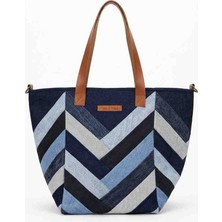 Mavicenza Kadın El Yapımı Patchwork Denim Omuz Çantası - Özel Tasarım Kot Tote Bag
