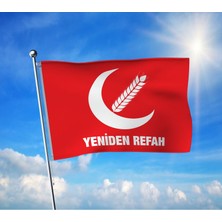 Punto Dizayn Kırmızı Yeniden Refah Partisi Bayrağı Premium Raşel Kumaş 70X105 cm