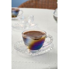 UltraMint Şık 6'lı Cam Kahve Fincan Takımı, 80 Ml, Modern Tasarım