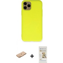 İlk El Grup Pilelistore™ iPhone 11 Pro Kılıf Ahenk Serisi - Siyah Mat Seramik Nano Ekran Koruyucu + Renkli Kamera Lens Koruma Cam - Tu