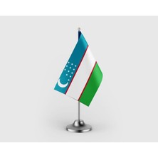 Punto Dizayn Özbekistan Tekli Saten Masa Bayrağı Seti
