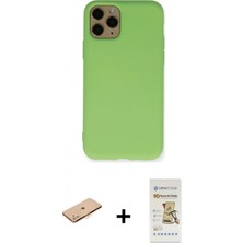 İlk El Grup Pilelistore™ iPhone 11 Pro Kılıf Ahenk Serisi - Siyah Mat Seramik Nano Ekran Koruyucu + Renkli Kamera Lens Koruma Cam - Tu