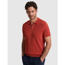 Pierre Cardin Erkek Kiremit Slim Fit Polo Yaka Fermuarlı Triko Tişört 50320793-VR031
