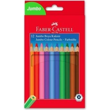 Faber-Castell Jumbo Kuru Boya Kalemi 12 Renk 1 Adet Kutulu Okul İçin 14 cm Uzunluk