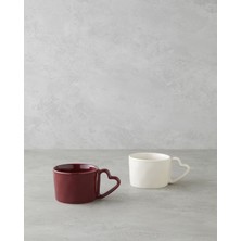 UltraMint 2'li Stoneware Kupa Seti, 285 Ml, Bej ve Bordo Renkler