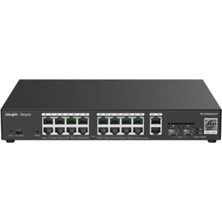 Ruijie Ruıjıe Reyee RG-ES220GS-LP 20PORT, 16 Port Gigabit Poe, 130W, 2 Port Gigabit Uplink, 2 Port Sfp,  Colud Yönetilebilir Switch  Metal Kasa