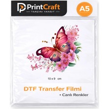 Palo Santo 10X9 cm Pembe Kelebek Modeli Ütü ile Yapışan Dtf Transfer Baskı (A5)