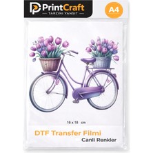 Palo Santo 16X18 cm Çiçekler ve Bisiklet Modeli Ütü ile Yapışan Dtf Transfer Baskı (A4)