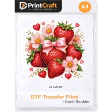 Palo Santo 24X25 cm Çilek Modeli Ütü ile Yapışan Dtf Transfer Baskı (A3)