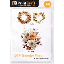 Palo Santo 1ADET 10X16,5 - 2 ADET10X9 cm Çiçek Modeli Ütü ile Yapışan Dtf Transfer Baskı (A4)