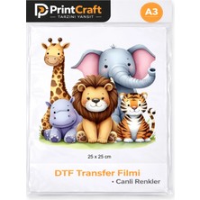 Palo Santo 25X25 cm Hayvanlar Alemi Modeli Ütü ile Yapışan Dtf Transfer Baskı (A3)