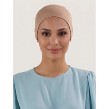 Alivascarf Pratik Boru Bone Geçmeli - Kaymaz Önü Dikişsiz Kadın Tesettür Hazır Iç Bone Acık Kahve