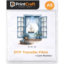 Palo Santo 9X10 cm Okyanus Penceresi Modeli Ütü ile Yapışan Dtf Transfer Baskı (A5)