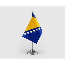 Punto Dizayn Bosna Hersek Tekli Saten Masa Bayrağı Seti
