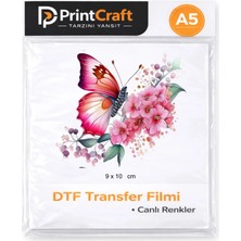 Palo Santo 8X10 cm Çiçekli Kelebek Modeli Ütü ile Yapışan Dtf Transfer Baskı (A5)